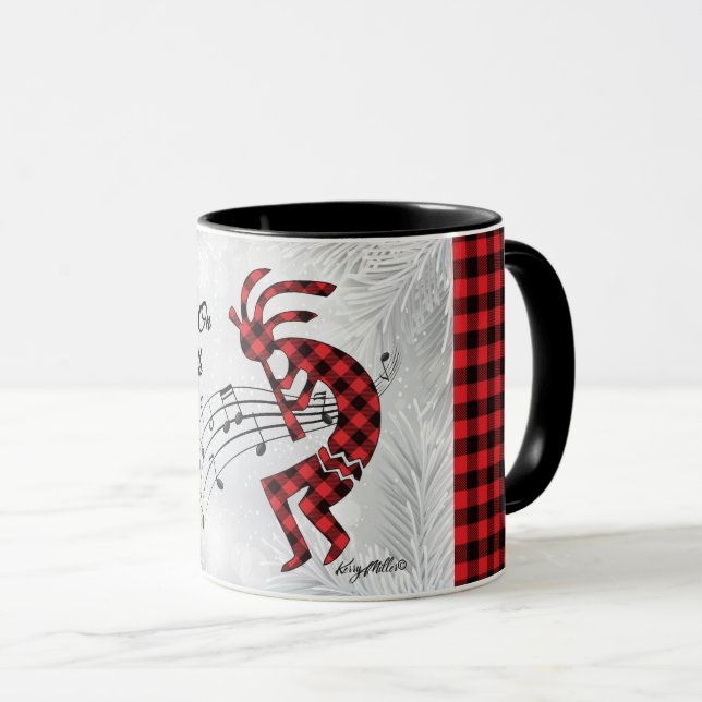 Taza Rojo Y Negro Tapado Kokopelli Mug (Anverso derecho)