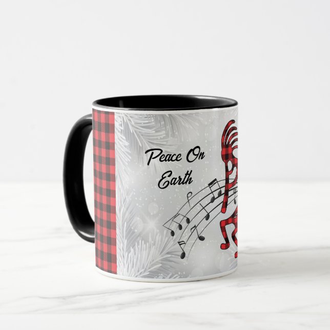 Taza Rojo Y Negro Tapado Kokopelli Mug (Anverso izquierdo)