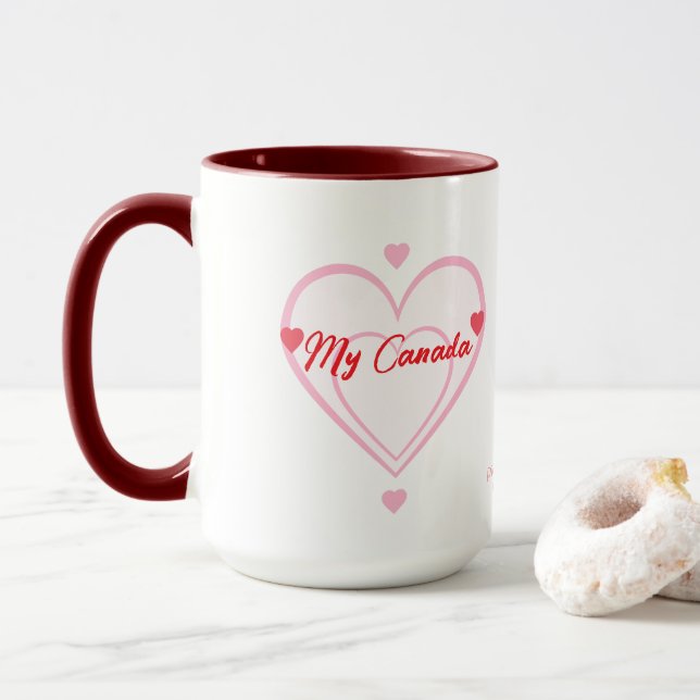 Taza Rojos modernos de "Mi Canadá" (Con donut)