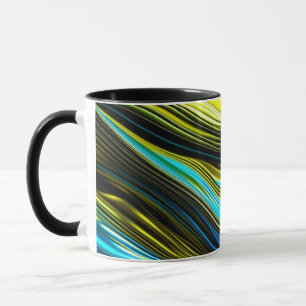 Taza Rollo de seda y satén abstracto azul y dorado