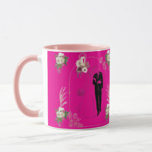 Taza Romance en flor rosa caliente