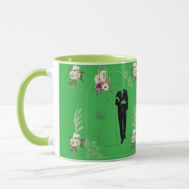 Taza Romance en flor verde kelly (Izquierda)