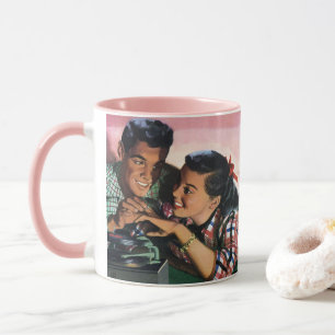 Taza Romance vintage, novios en secundaria enamorados