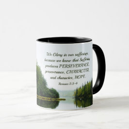 Taza Romanos 5:3-4 Gloria en nuestros padecimientos en 