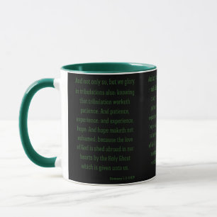 Taza Romanos 5:3-5 KJV Biblia Verse Two-Tone