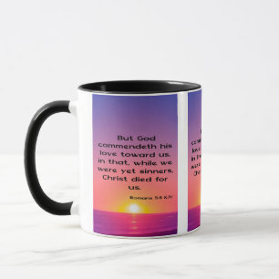 Taza Romanos 5:8 KJV Biblia Scripture Pic Two-Tone