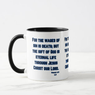 Taza Romanos 6:23 KJV Biblia Verse Two-Tone
