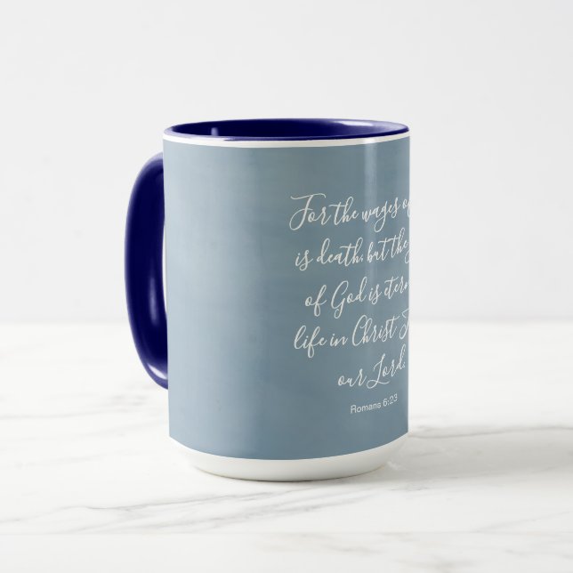 Taza Romanos 6:23 Personalizable Biblia Verse (Anverso izquierdo)