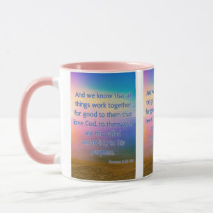 Taza Romanos 8:28 KJV Biblia versus foto de dos tonos
