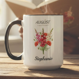Taza Romantic Gladiolus & Poppy August Birth Month