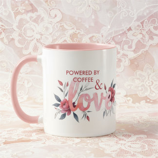 Taza Romantic Pink Floral Botanical Love Coffee