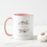 Taza Romantic Pink Garland for Bridesmaids<br><div class="desc">Delicate and romantic design with floral garland in pink tones for bridesmaid. Watercolor effect. IMPORTANT NOTICE: This design is part of a collection and has other coordinated elements that you can find in my store. Sometimes it can be difficult to aesthetically align and put texts or initials on the designs,...</div>