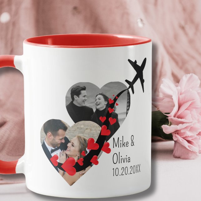 Taza Romántico 2 Fotos Avión Elegante Boda personalizad (Subido por el creador)