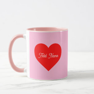 Taza Romántico del corazón rojo Pastel Rosa Personaliza