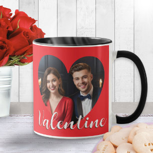 Taza Romántico moderno corazón de San Valentín con foto