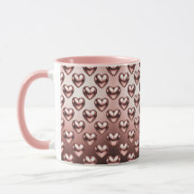 Romántico Rosa Gold Hearts Mug