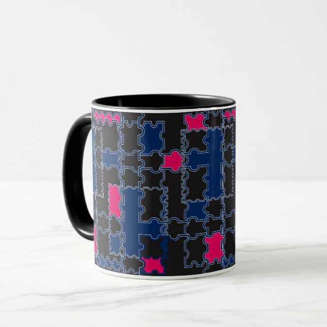 Taza rompecabezas abstractos piezas elementos parches g (Anverso izquierdo)