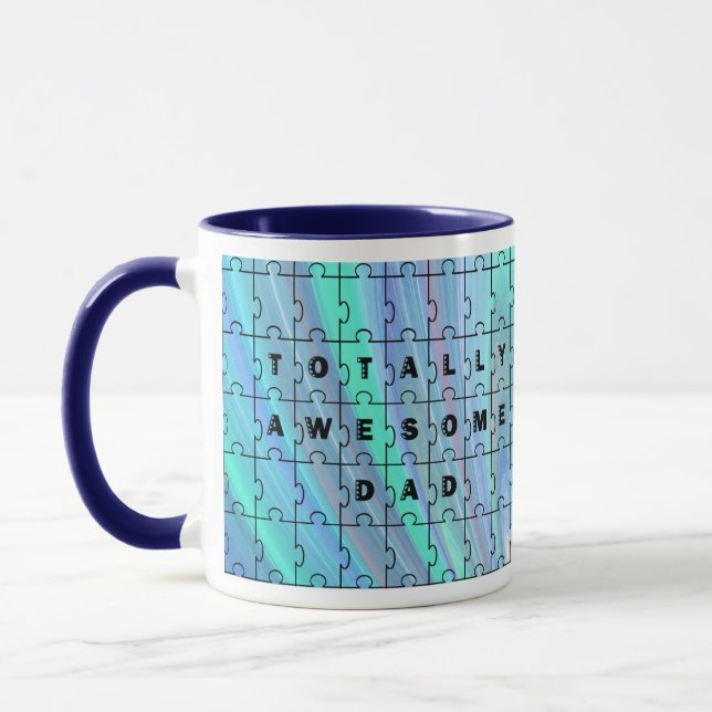 Taza Rompecabezas azul del rompecabezas de papá totalme (Izquierda)
