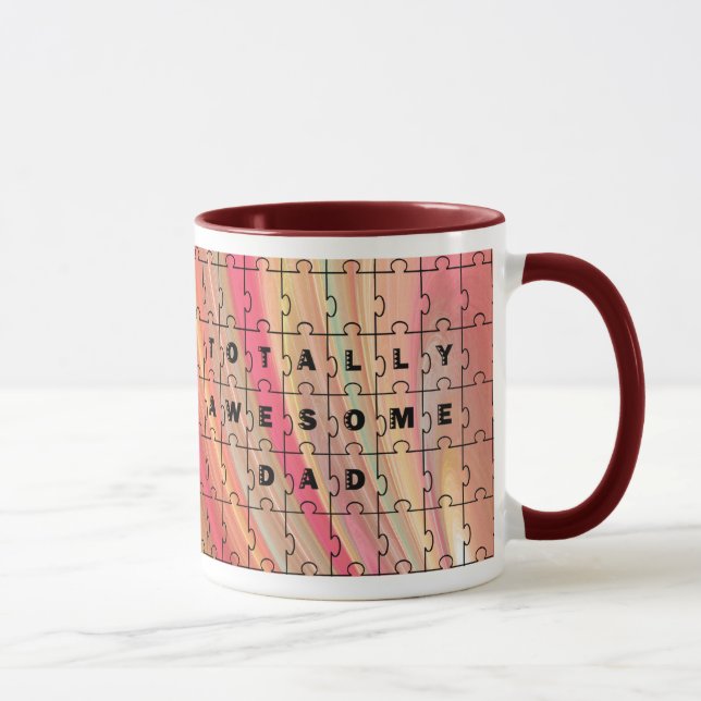 Taza Rompecabezas de papá totalmente asombroso Texto Pa (Derecha)