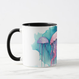 Taza Rompecabezas - Serie acuarela: Flor de medusas