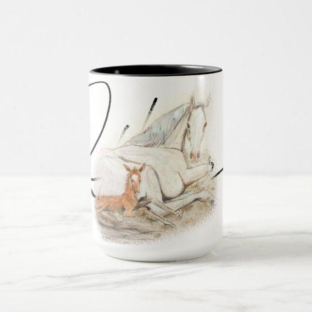 Taza Ron Hevener "Contessa y potro" Firma (Centro)