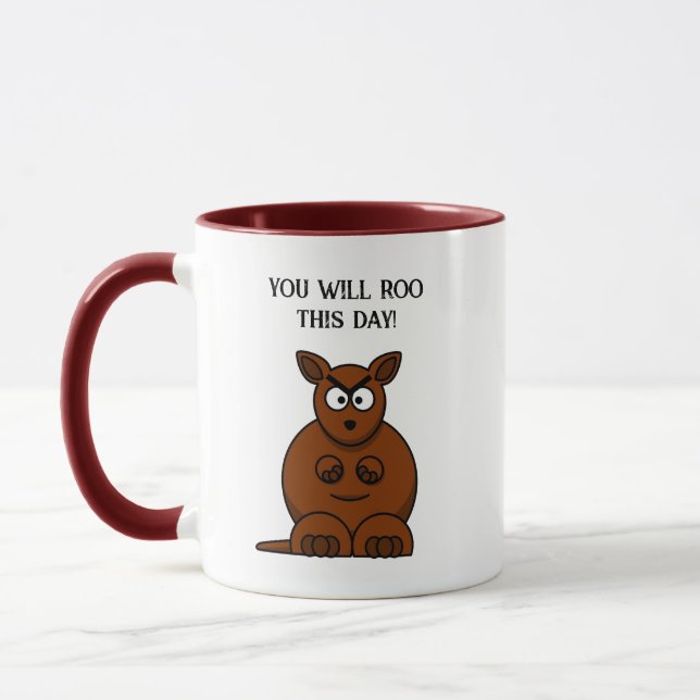 Taza Roo This Day, Funny Angry Kangaroo Personalizado (Izquierda)