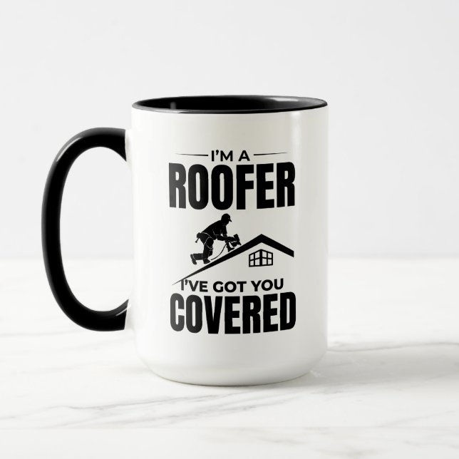 Taza Roofer - Te tengo cubierto el diseño del techo (Izquierda)