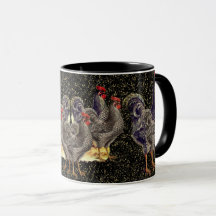 Rooster Black Gold Stars