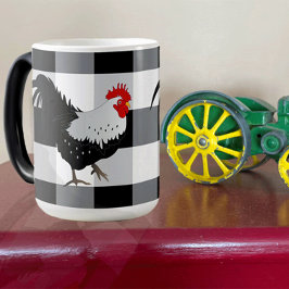 Taza Rooster con café negro blanco Mug