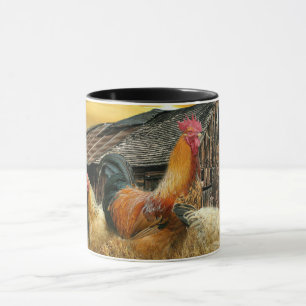 Taza Rooster Hens Rústico Barn Coop Paper Placemat