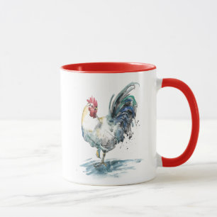 Taza Rooster Splash - acuarela