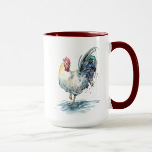 Taza Rooster Splash - acuarela
