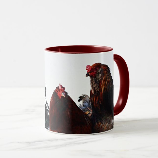Taza Roosters Chickart Farm Art Cup Mug (Anverso derecho)
