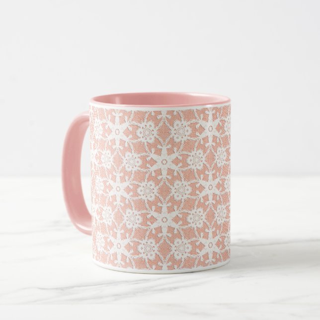 Taza Ropa antigua - Blanco sobre rosa pastel (Anverso izquierdo)