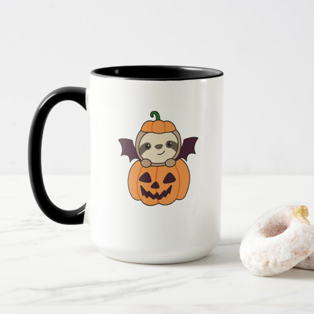 Taza Ropa de barba de calabaza de Halloween (Con donut)