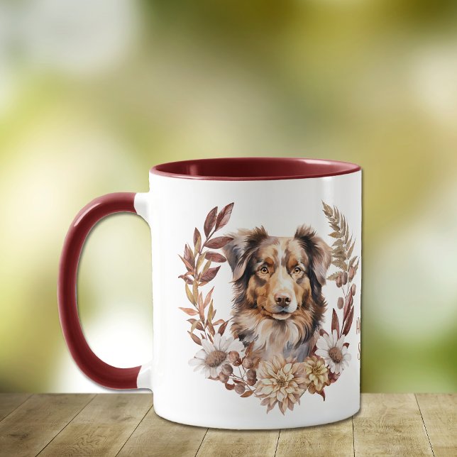 Taza Ropa de Otoño de Pastor Australiano Marrón Rojo (Subido por el creador)