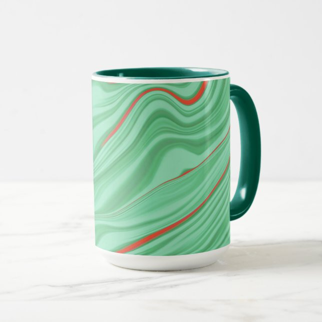 Taza Ropa en curvas con tonos verdes de menta luminosa (Anverso derecho)