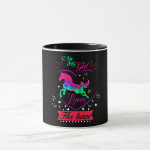 Taza Rosa A Esta Chica Le Encanta Su Caballo