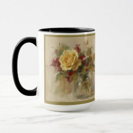 Taza "Rosa Amarilla Única en Jarrón de Vidrio"