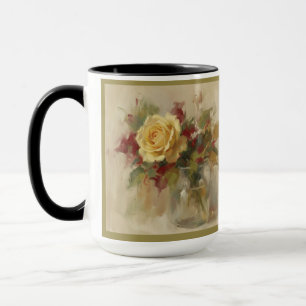 Taza "Rosa Amarilla Única en Jarrón de Vidrio"