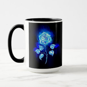 Taza Rosa azul en llamas