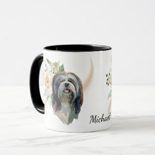 Taza Rosa Blanca Bouquet Lhasa Perro Apso