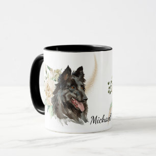 Taza Rosa Blanca Bouquet Perro belga Tervuren