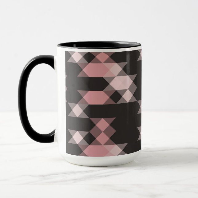 Taza rosa blanco y gris geométrico (Izquierda)
