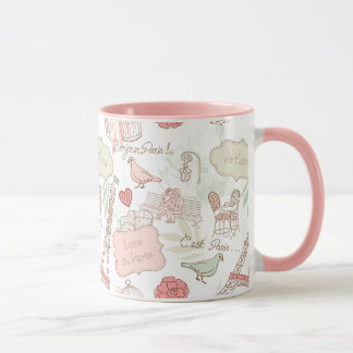 Taza Rosa caprichoso de la torre Eiffel de París