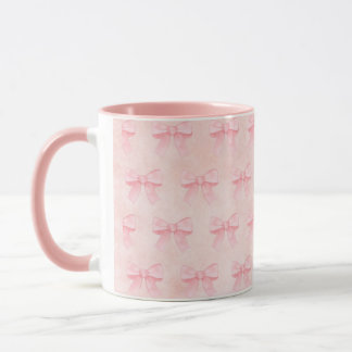 Taza rosa con lazos rosas