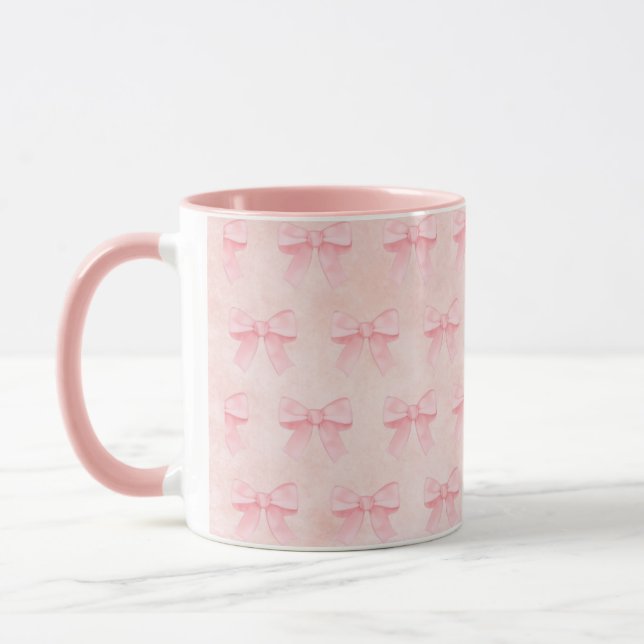 Taza rosa con lazos rosas (Izquierda)
