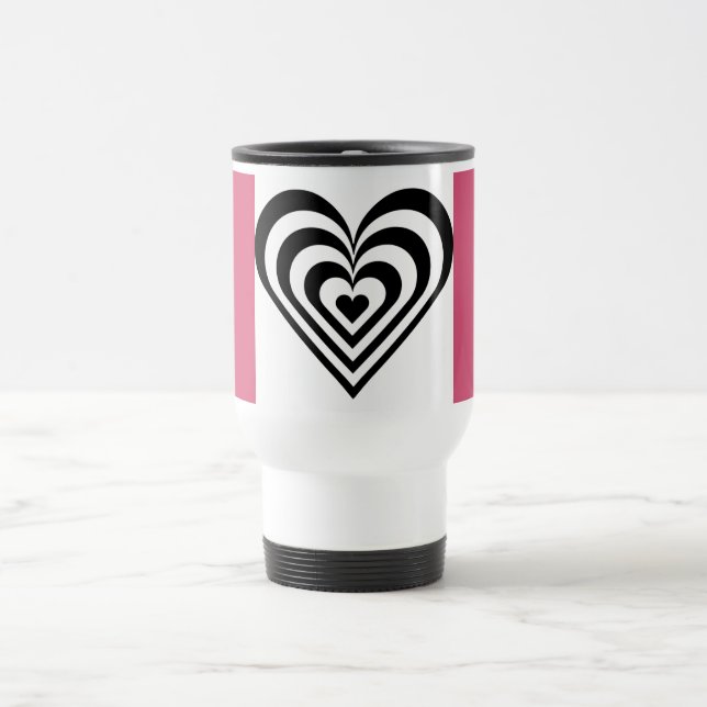 Taza rosa con tema de corazón (Centro)
