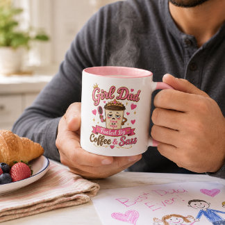 Taza rosa de café para papá de niñas con estilo Dí
