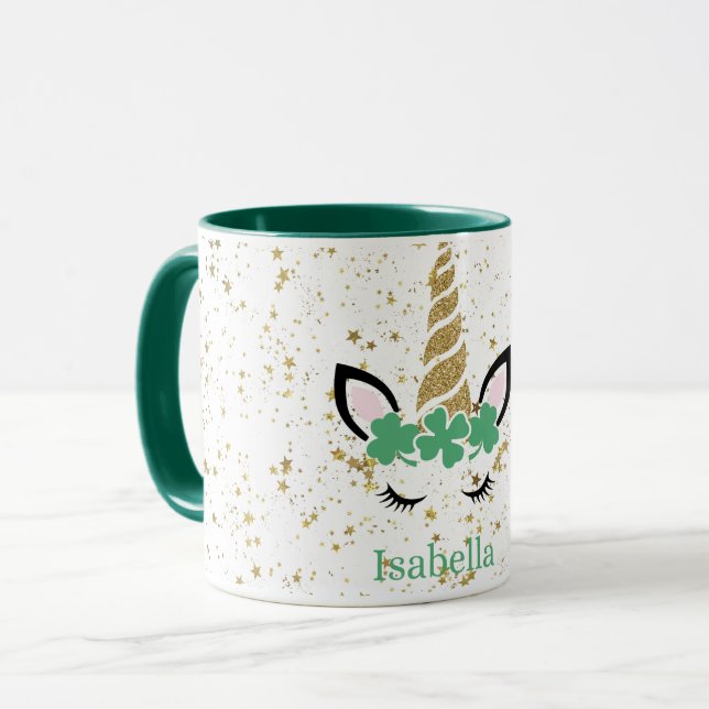 Taza Rosa de Green Princess Unicorn (Anverso izquierdo)